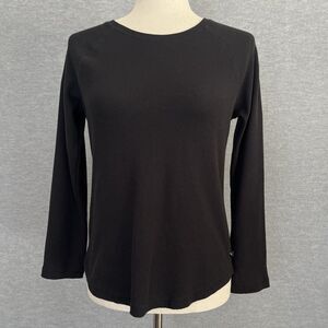 Eddie Bauer Black Thermal Top S Petite PS Ribbed Basic Minimalist Gorpcore Crew